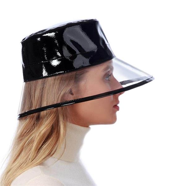 black patent rain hat