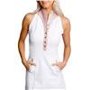 Calliope Coeur White T-Back Dress with Rose Faux Leather Trim $145