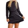 Calliope Kiona Black Long Sleeve Flare Bottom Stretch Dress $135