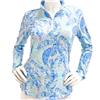 Kenny Dana UPF50+ Blue Tonal Multi Palm Feather Mesh Under-Sleeve Body Cooling Sunshirt $89.99