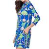 Kenny Dana UPF50+ Blue Exotic-Tropical Prints 3/4 Sleeve Body Cooling Dress $116.99