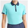 Rohnisch Sport Abby Aqua-Navy Short Sleeve Zip Performance Polo $88