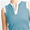 Rohnisch Sport Abby Retro "R" Mono Print Aqua-Navy Sleeveless Performance Shirt $76