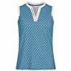 Rohnisch Sport Abby Retro "R" Mono Print Aqua-Navy Sleeveless Performance Shirt $76