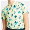 Rohnisch Sport Camila Yellow Spray Floral Short Sleeve Zip Performance Mock $110